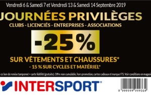 JOURNEES PRIVILEGES chez notre PARTENAIRE INTERSPORT !